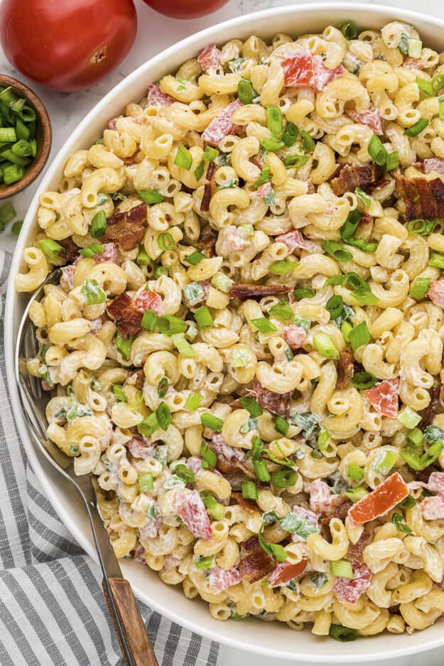 BLT Pasta Salad Recipe - Perfect for BBQ's and potlucks! | Buns In My Oven