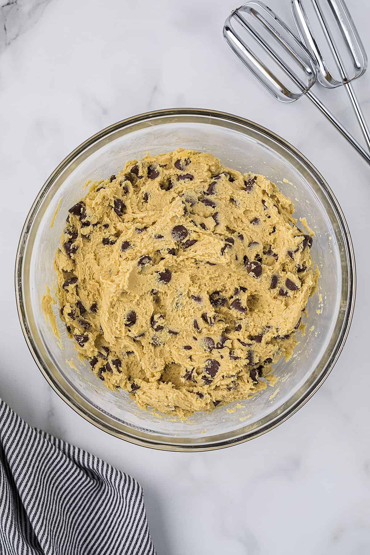 Cookie dough in bowl.