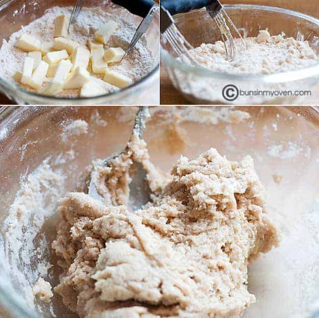 A photo collage of pie dough being made