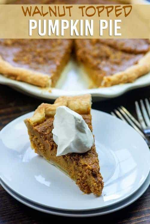 Creamy Pumpkin Pie with a Crunchy Walnut Topping!