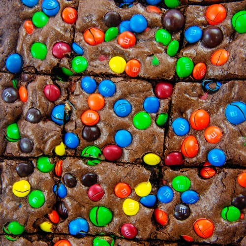 Dark Chocolate M&M Brownies, Recipe