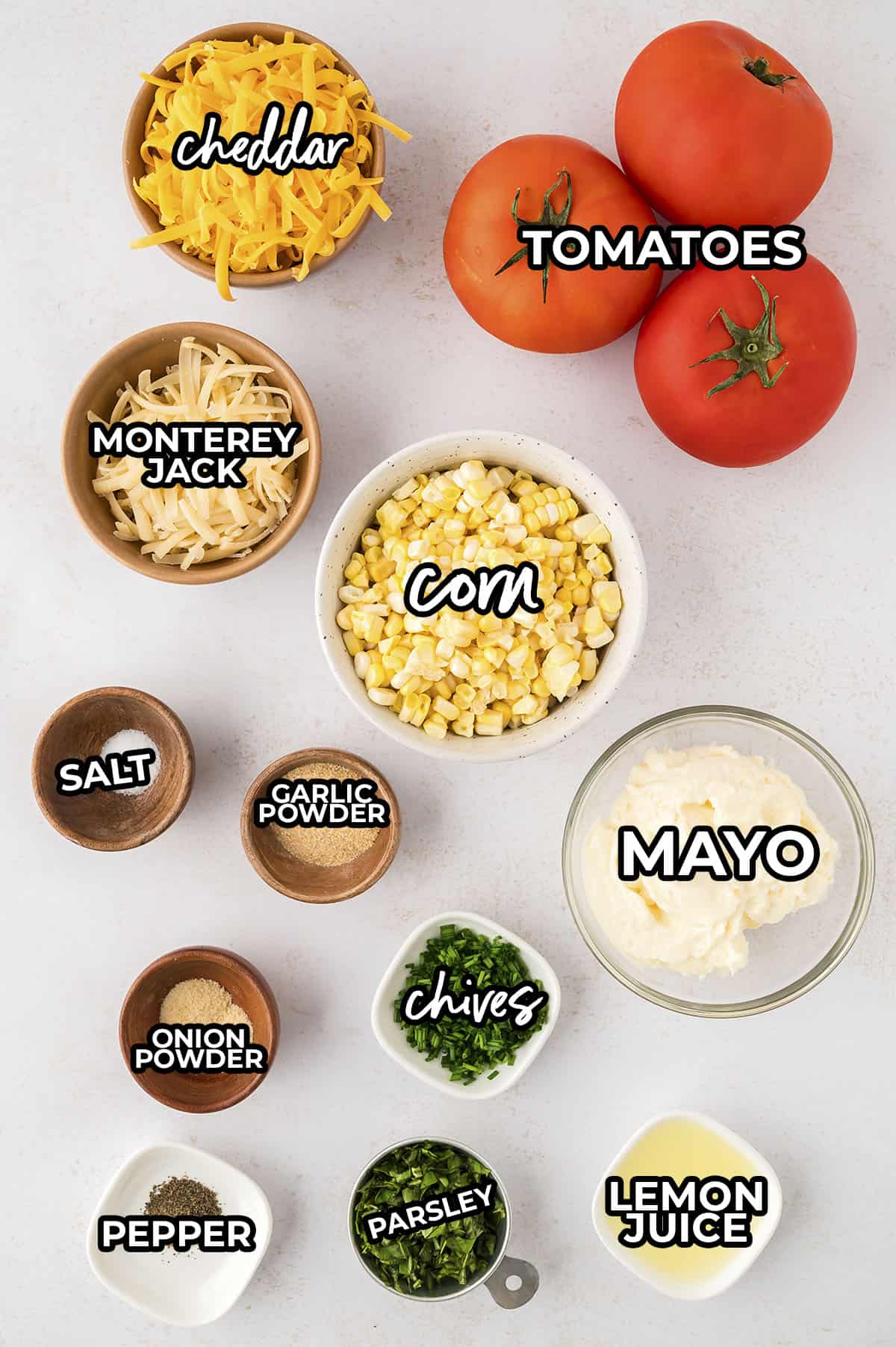Ingredients for tomato pie.