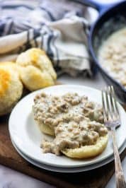 Southern Sausage Gravy Served With Biscuits 