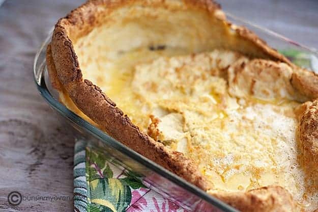 Hootenanny erupting in a glass baking pan.