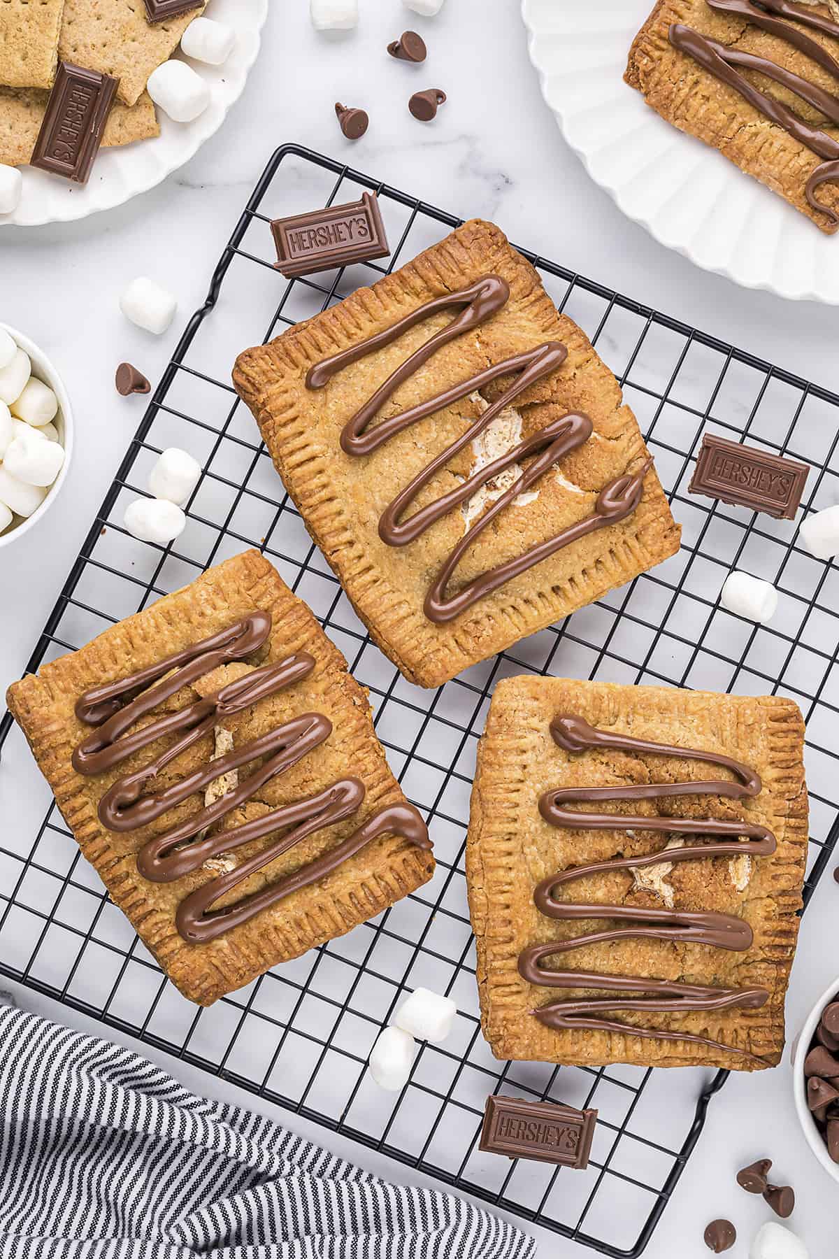 S'mores pop tarts on cooling rack.