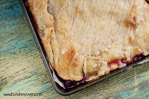 Raspberry slab pie on a baking sheet
