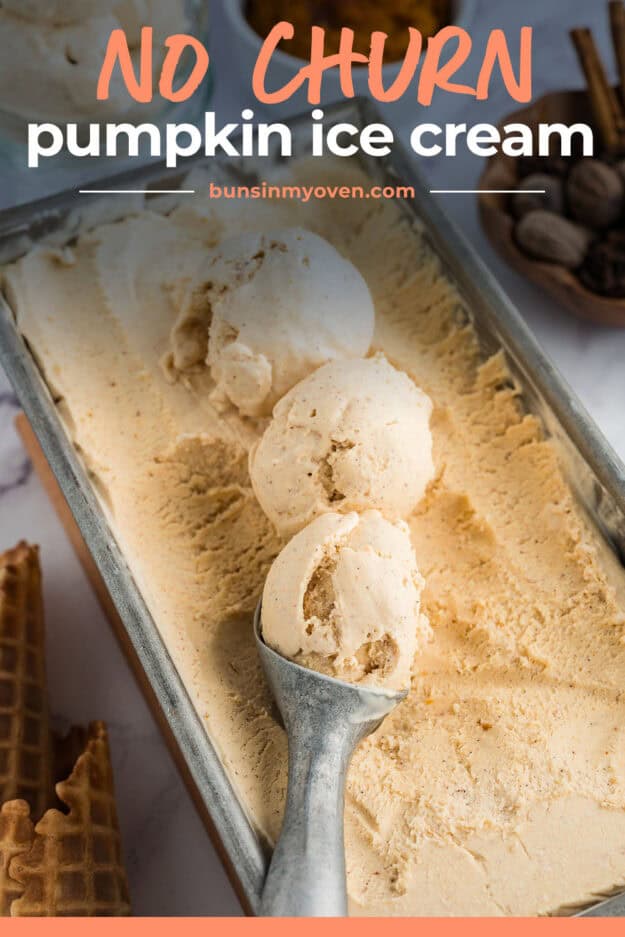 Scoops of ice cream in loaf pan.