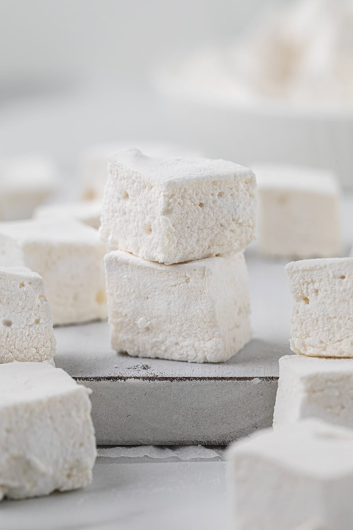 Stack of homemade marshmallows.