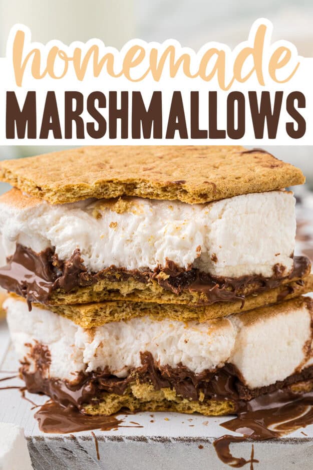 Homemade marshmallows in s'mores.