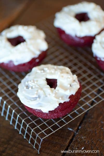 Red Velvet Cake Mix Donuts & Cream Cheese Frosting | Buns In My Oven