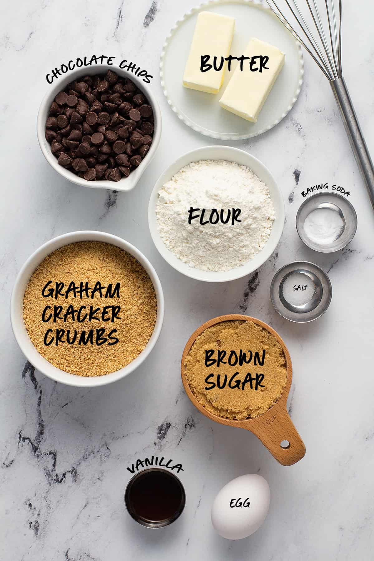 Ingredients for graham cracker cookies recipe.