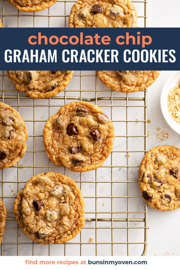 Graham cookies on cooling rack.