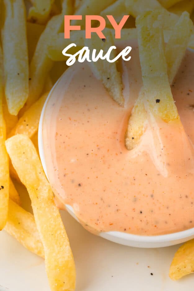 Fries dipped in fry sauce.