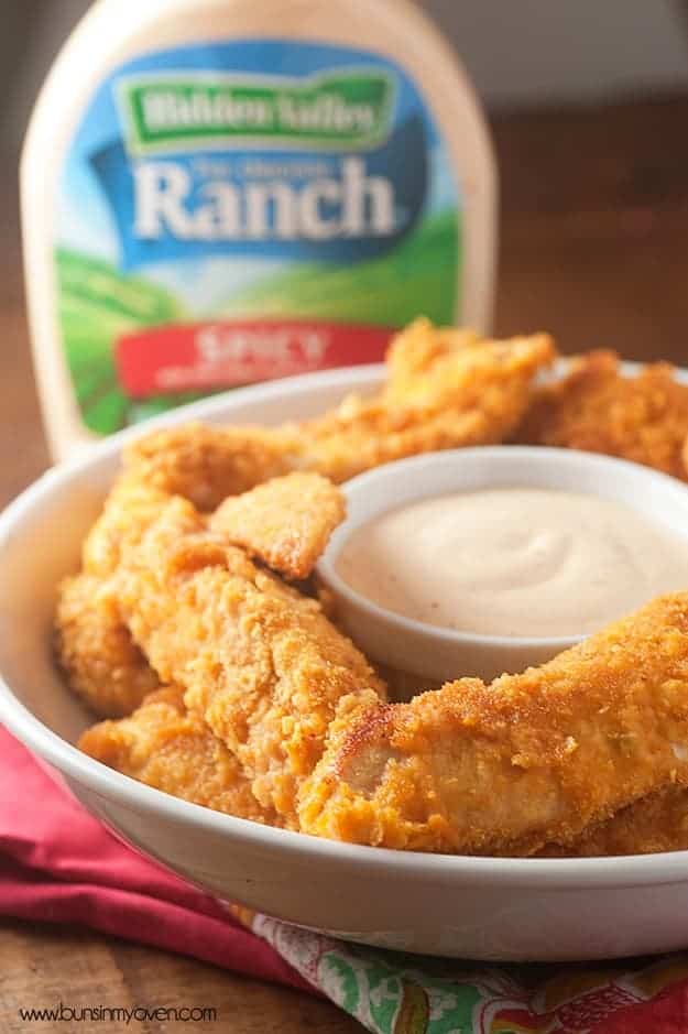 Oven Fried Spicy Ranch Chicken Strips