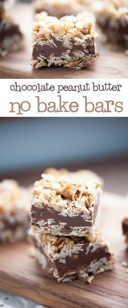 No Bake Chocolate Peanut Butter Oatmeal Bars — Buns In My Oven