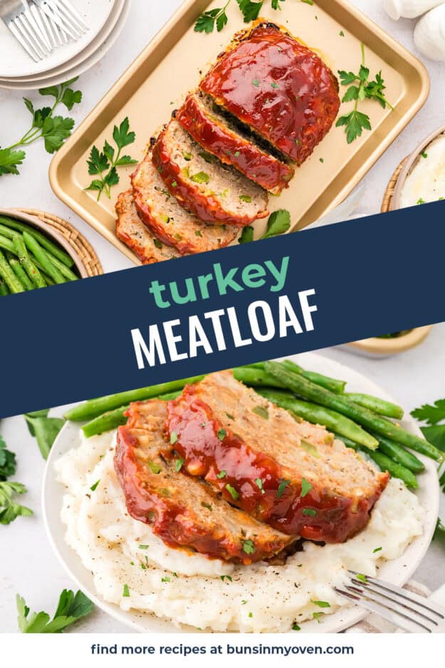 Collage of turkey meatloaf images.