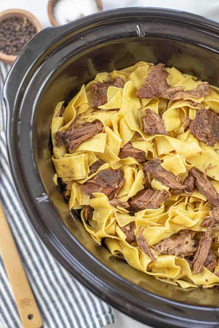 Savory Crock Pot Beef And Noodles | Buns In My Oven