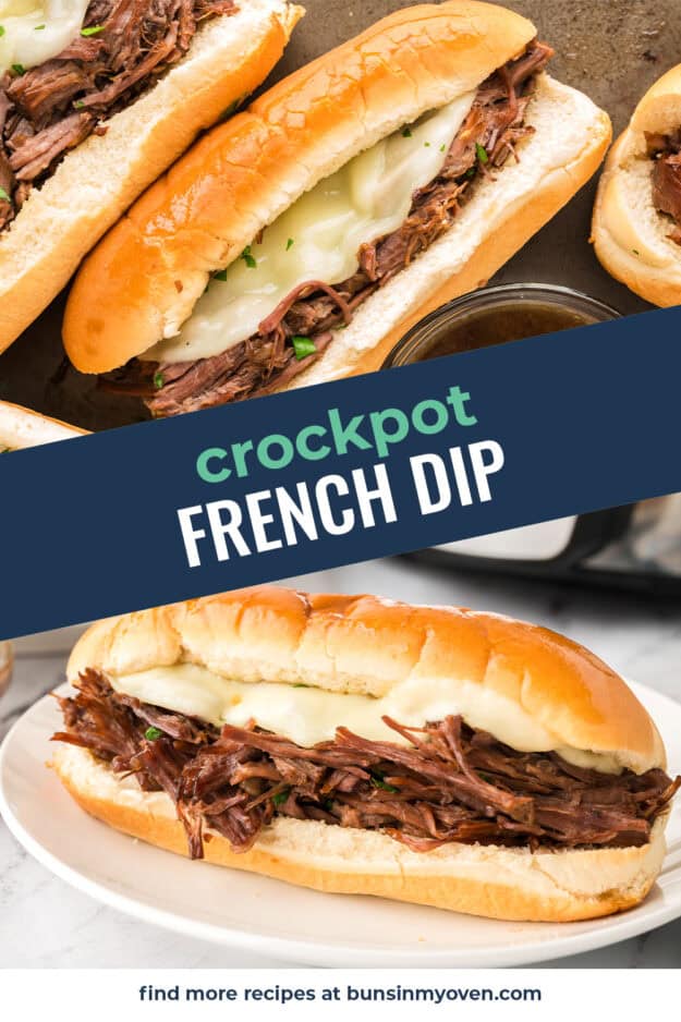 Collage of french dip images.