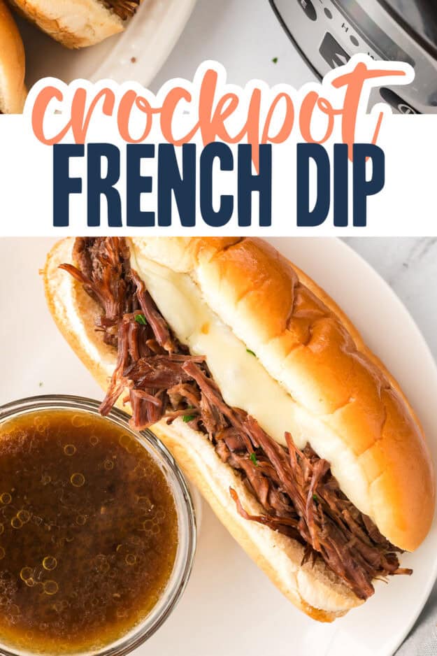 French dip sandwich on plate.