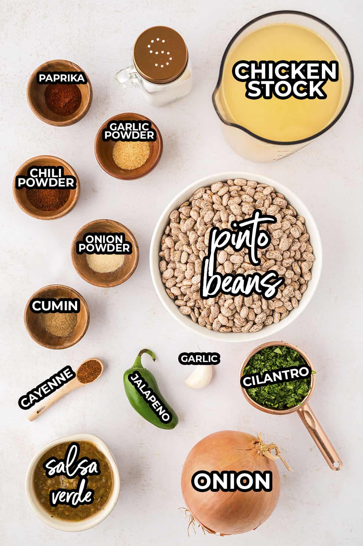 Ingredients for Instant Pot pinto beans recipe.
