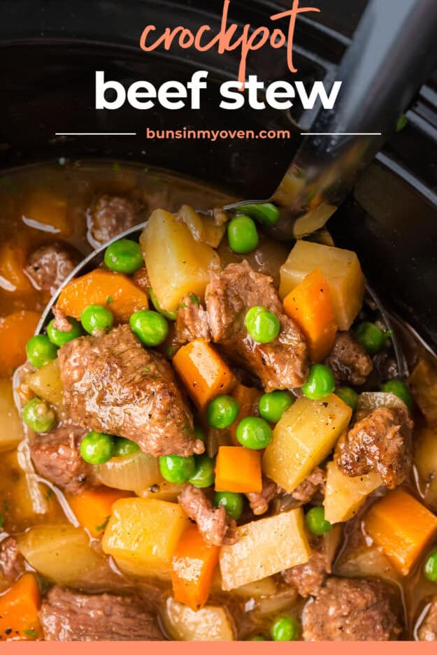 Beef stew in crockpot.