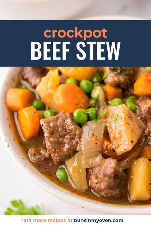 Beef stew in white bowl.