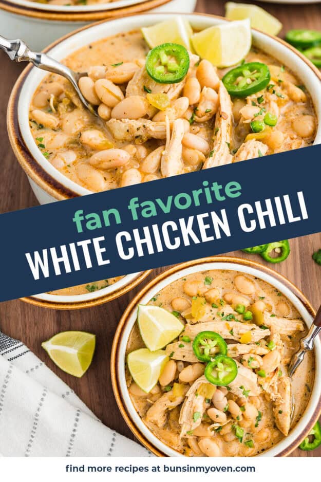 Collage of white chicken chili images.