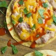 These bean dip tostadas are ready in about 15 minutes and are so good! Perfect for game day!