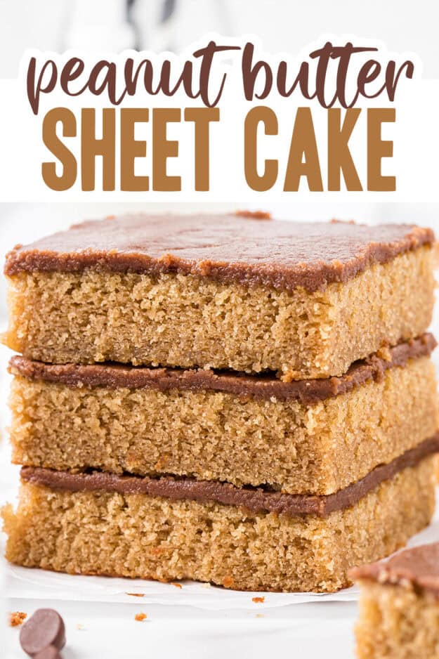 Stack of sheet cake slices.