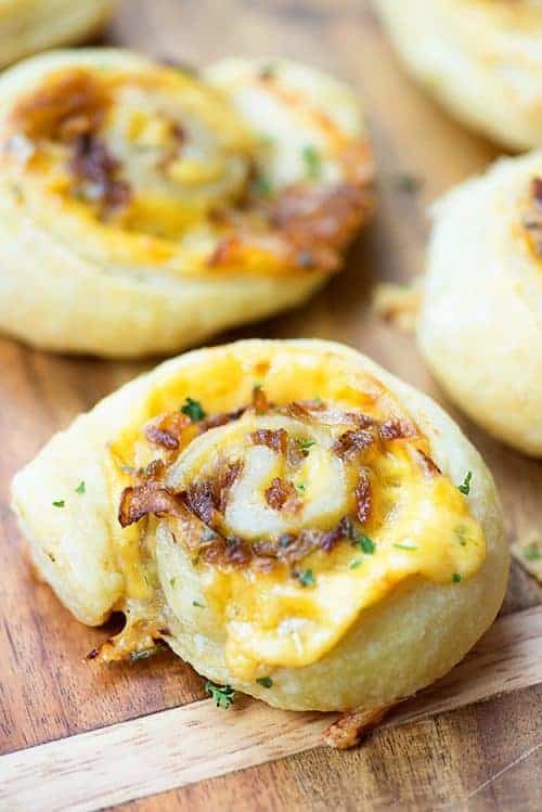 Cheesy Caramelized Onion Pinwheels — Buns In My Oven