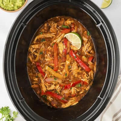 Chicken fajitas in crockpot.