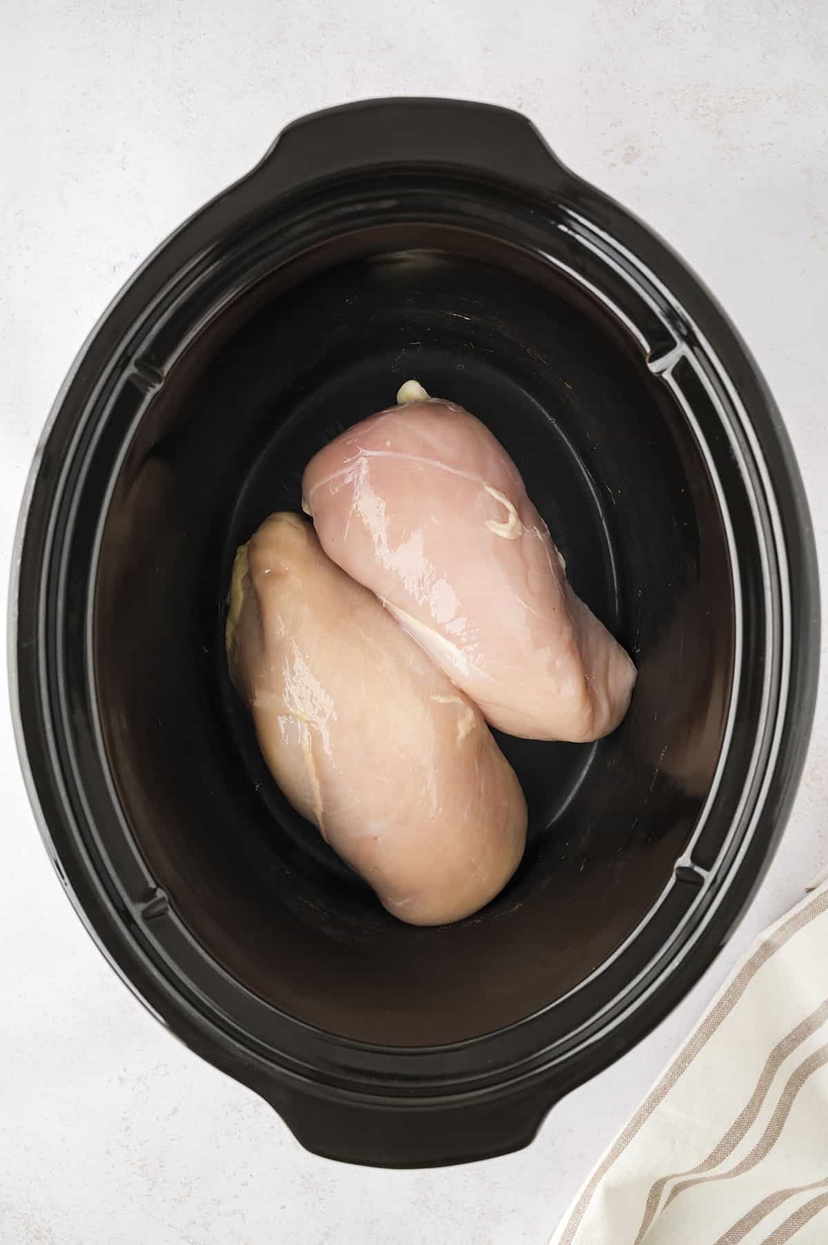 Chicken breasts in crockpot.