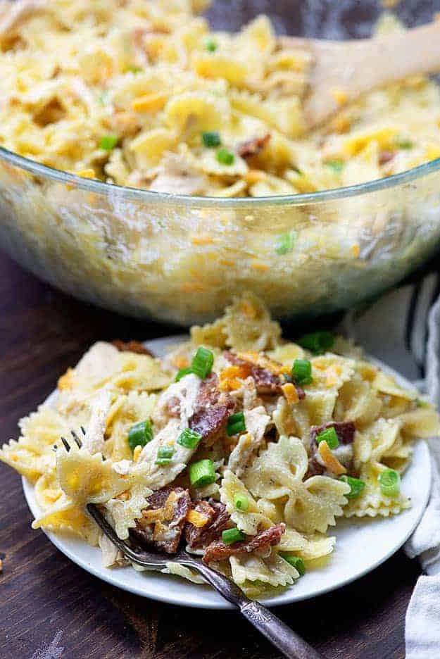 Bacon Cheddar Ranch Chicken Pasta Salad — Buns In My Oven