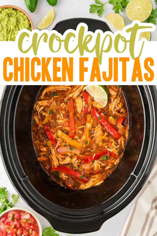 Chicken fajitas in slow cooker.