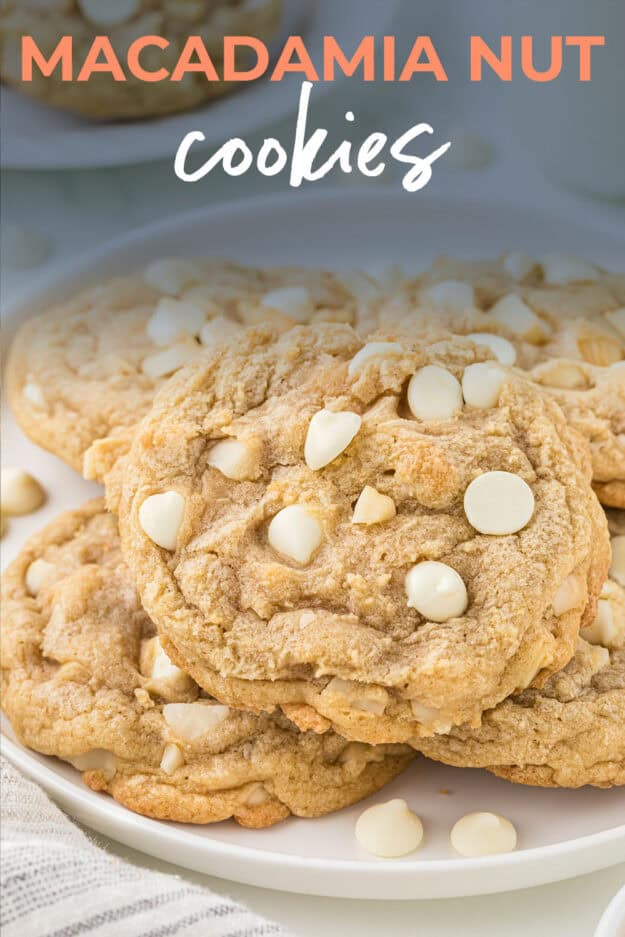 Macadamia nut cookies on plate.