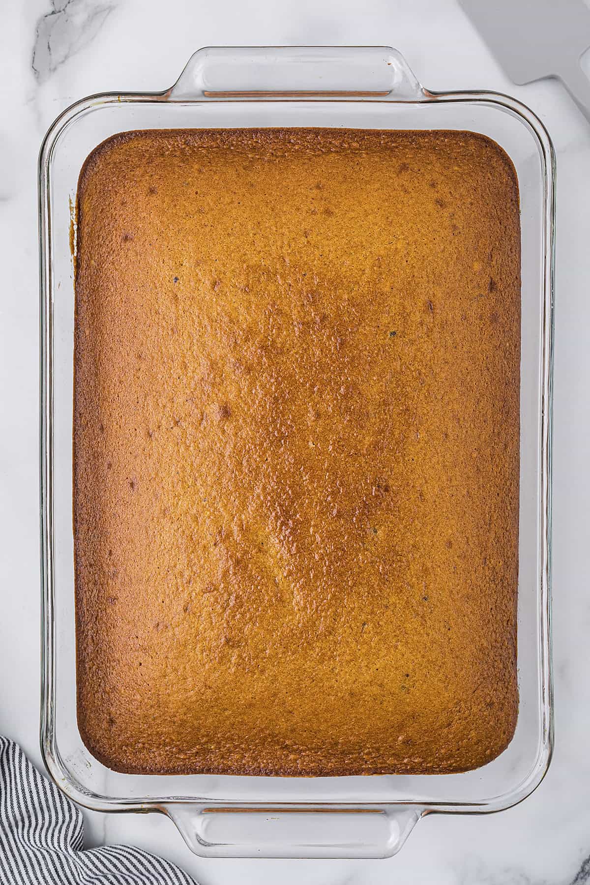 Pumpkin cake baked in 9x13 pan.