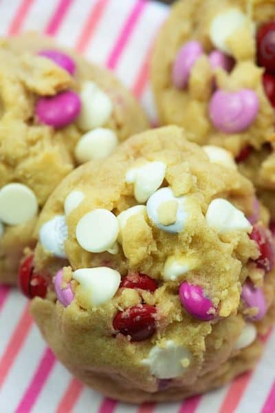 Colorful Valentines Day Cookies with M&M's | Buns In My Oven