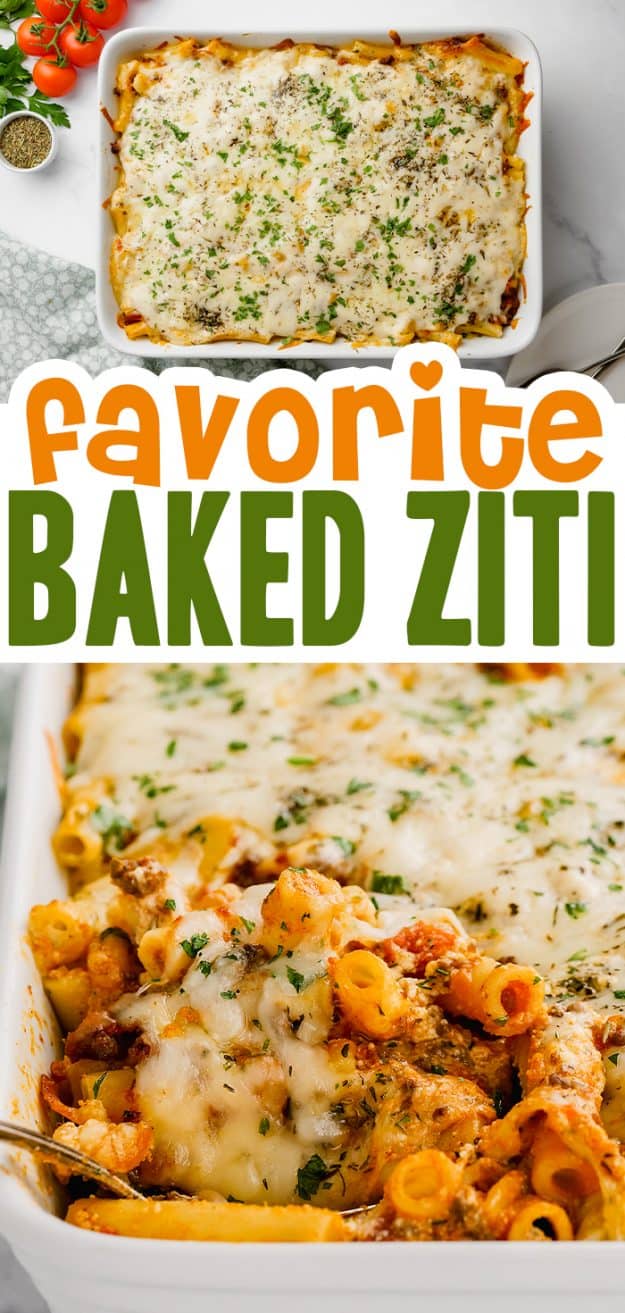 Cheesy Baked Ziti with Meat Sauce | Buns In My Oven