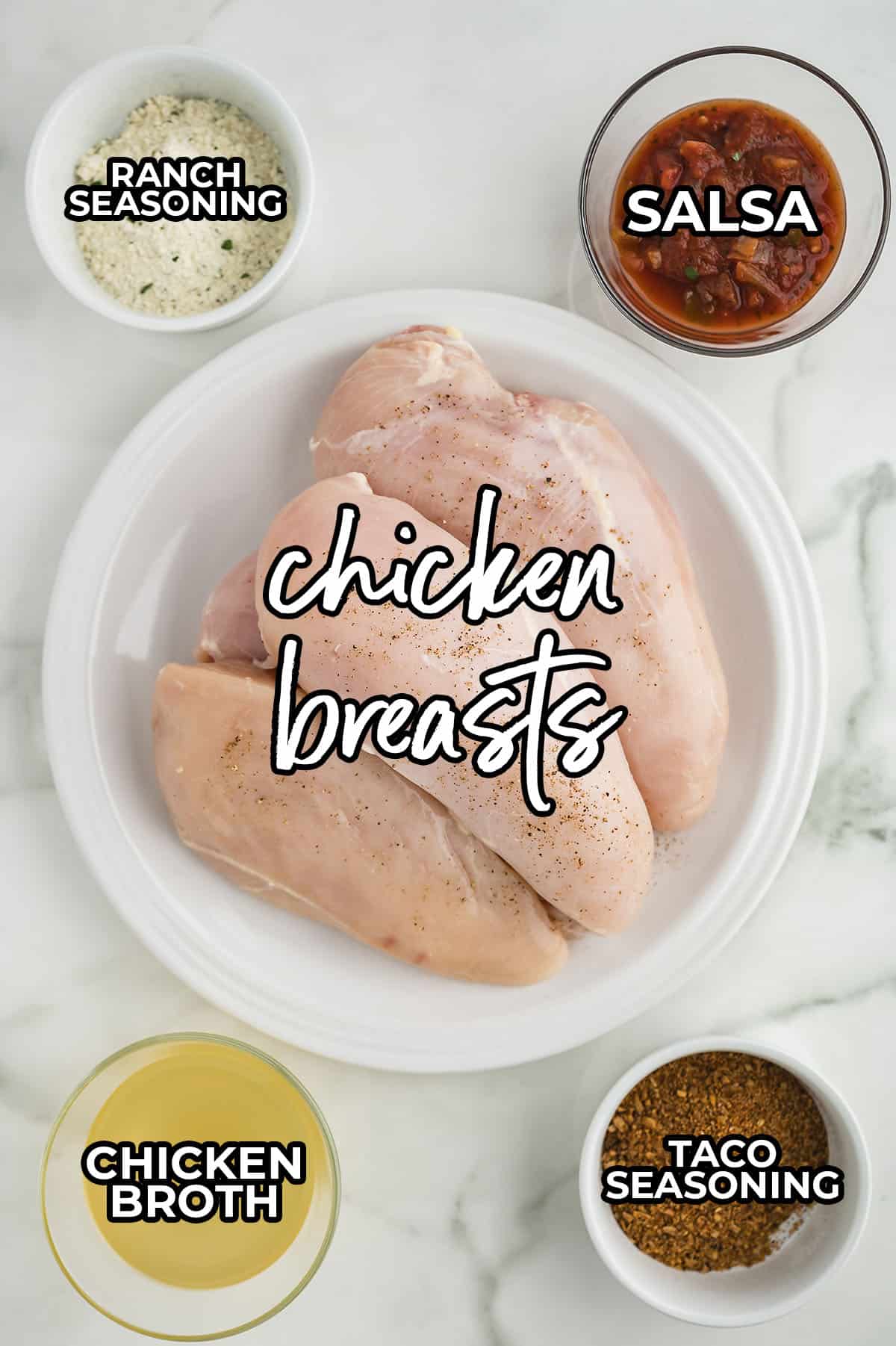 Ingredients for Instant Pot chicken tacos recipe.