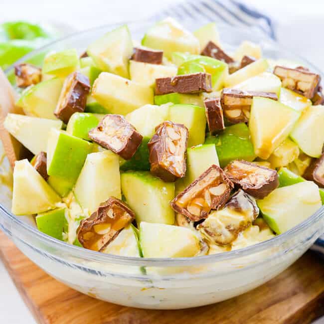 The BEST Snickers Apple Salad Recipe | Buns In My Oven