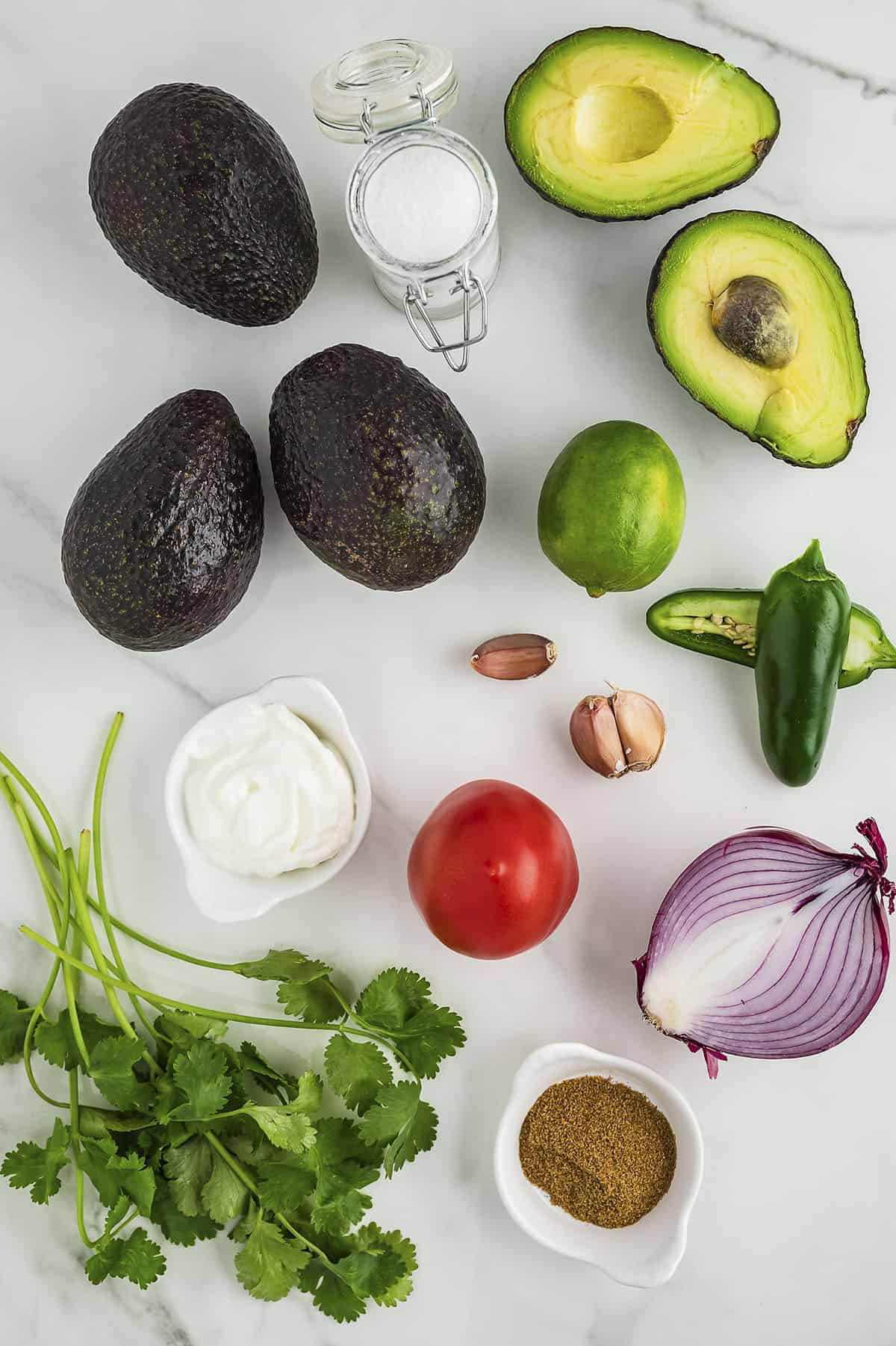 Ingredients for guacamole recipe. 