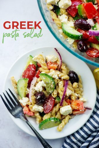 The BEST Greek Pasta Salad Recipe | Buns In My Oven