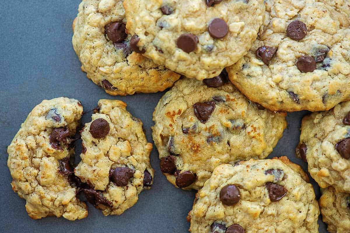 banana cookies on cookie sheet