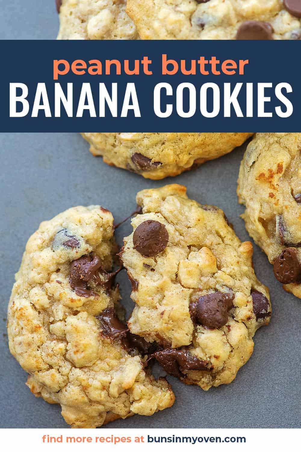 peanut butter banana cookies on a baking sheet