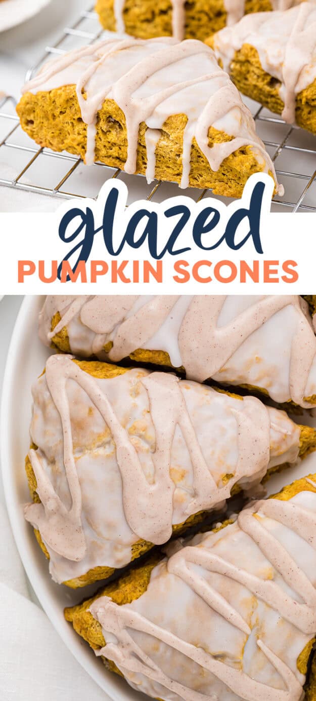 Collage of pumpkin scones images.