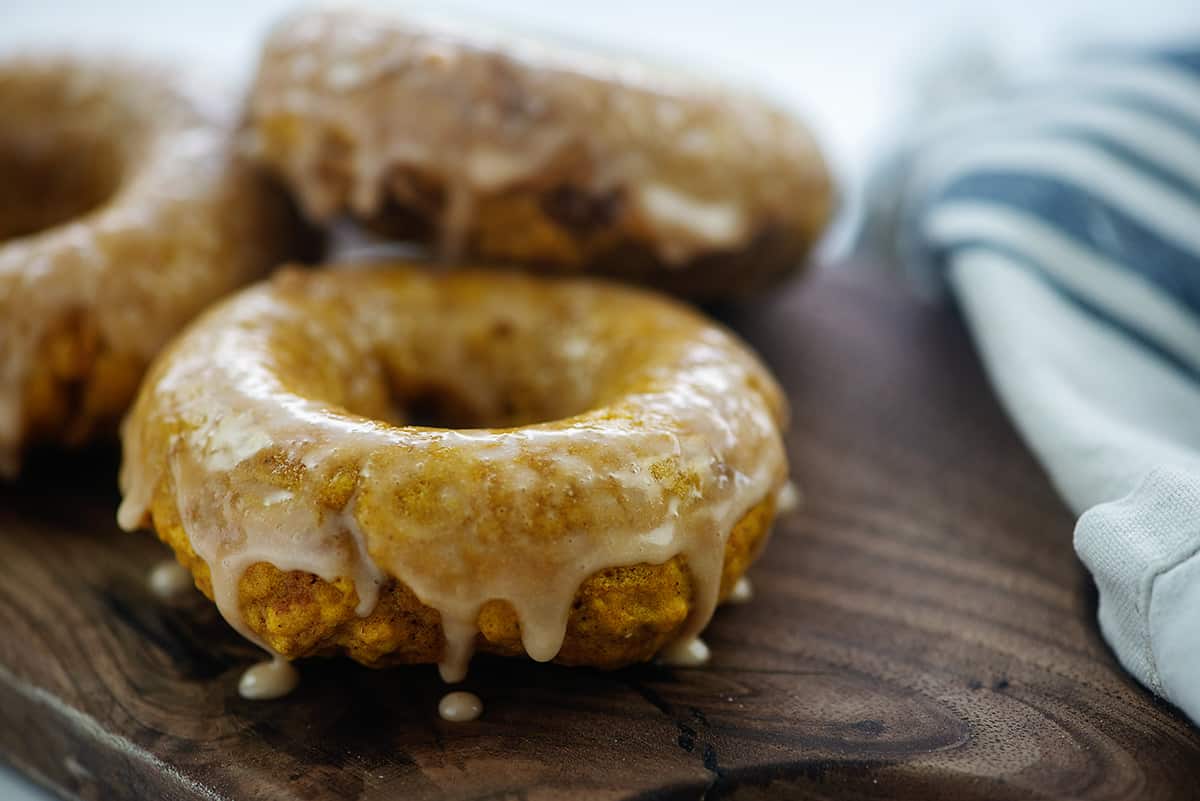 Baked Pumpkin Donuts with Maple Glaze - Katiebird Bakes