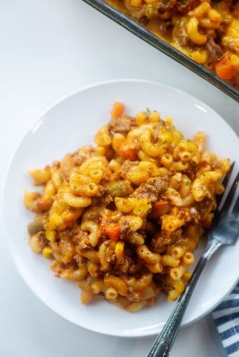 Easy Cheesy Hamburger Casserole | Buns In My Oven