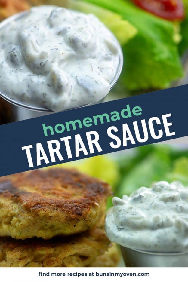 collage of tartar sauce photos.