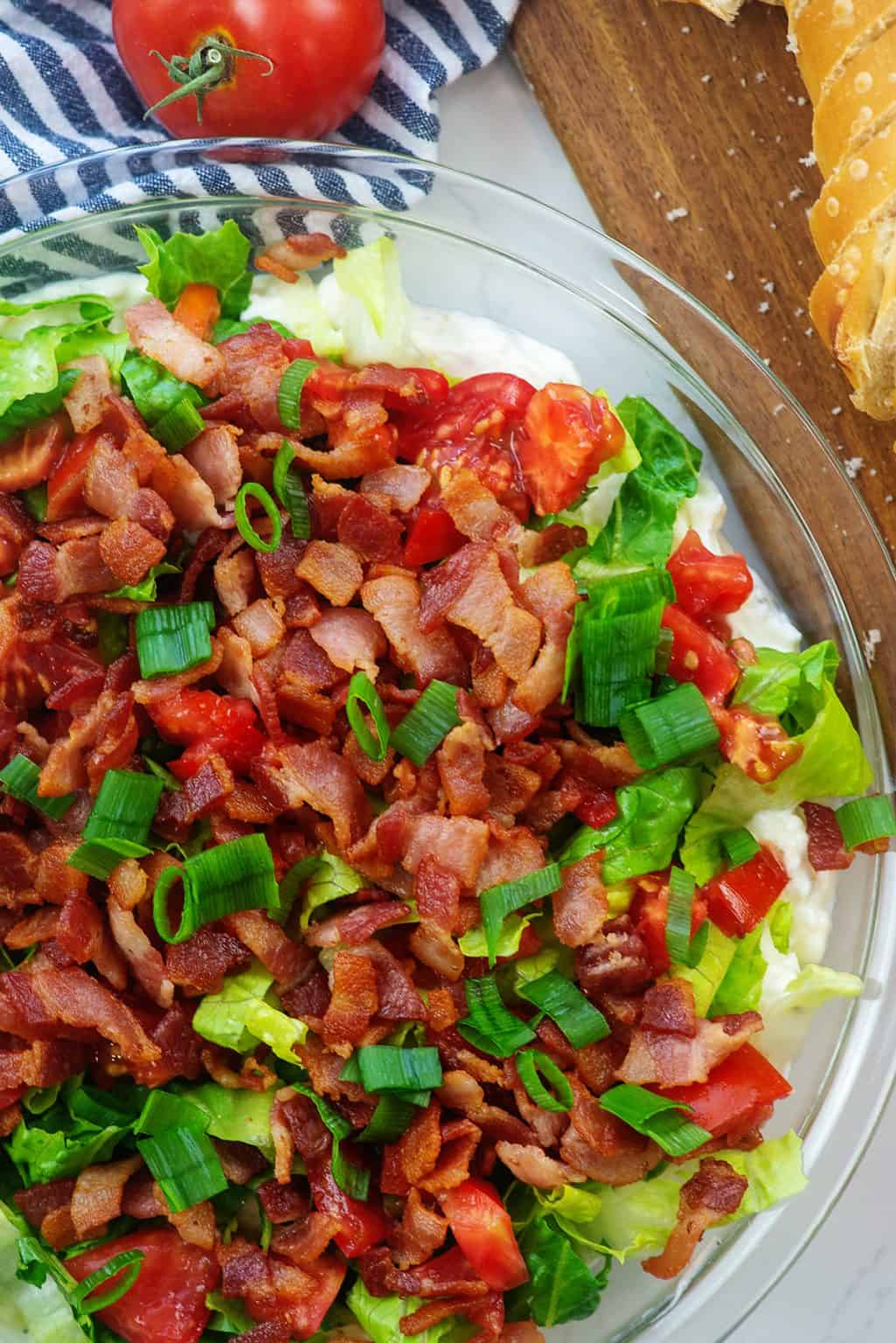 Easy BLT Dip Recipe- Loaded With Bacon! | Buns In My Oven