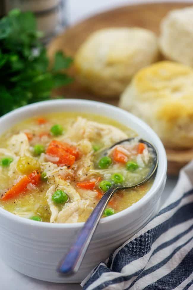 Crockpot Chicken and Rice Soup | Buns In My Oven